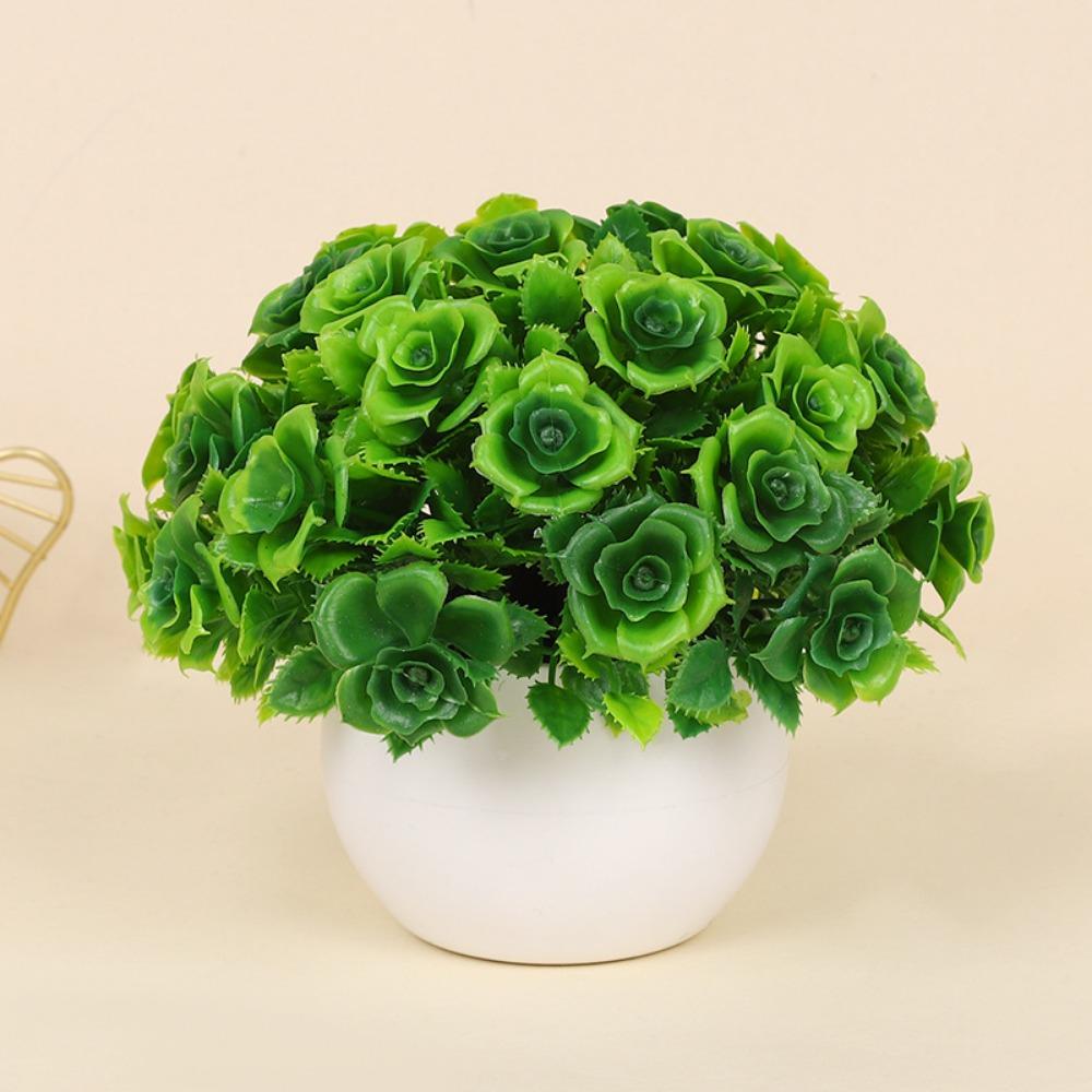 Plastic Artificial Plants Potted 6 Styles Home Garden Decor Rose Flower Plant Fake Flowers