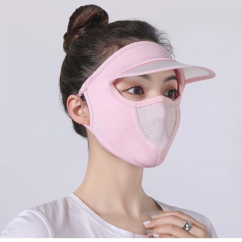 Women Sporty UPF Sun Mask with Visor - Ice Sliky Fiber Breathable Lightweight Summer, Washable Reusable Face Cover for Outdoor Activities