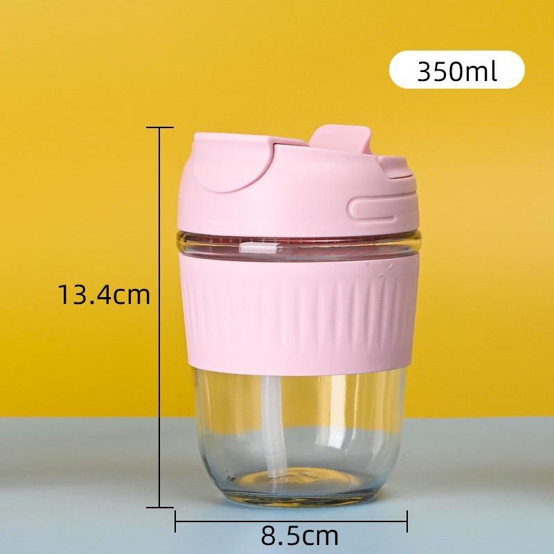 

Double Drinking Cup Large-capacity Glass Home Office Water Cup with Straw High-value Beverage Coffee Cup Transparent glass