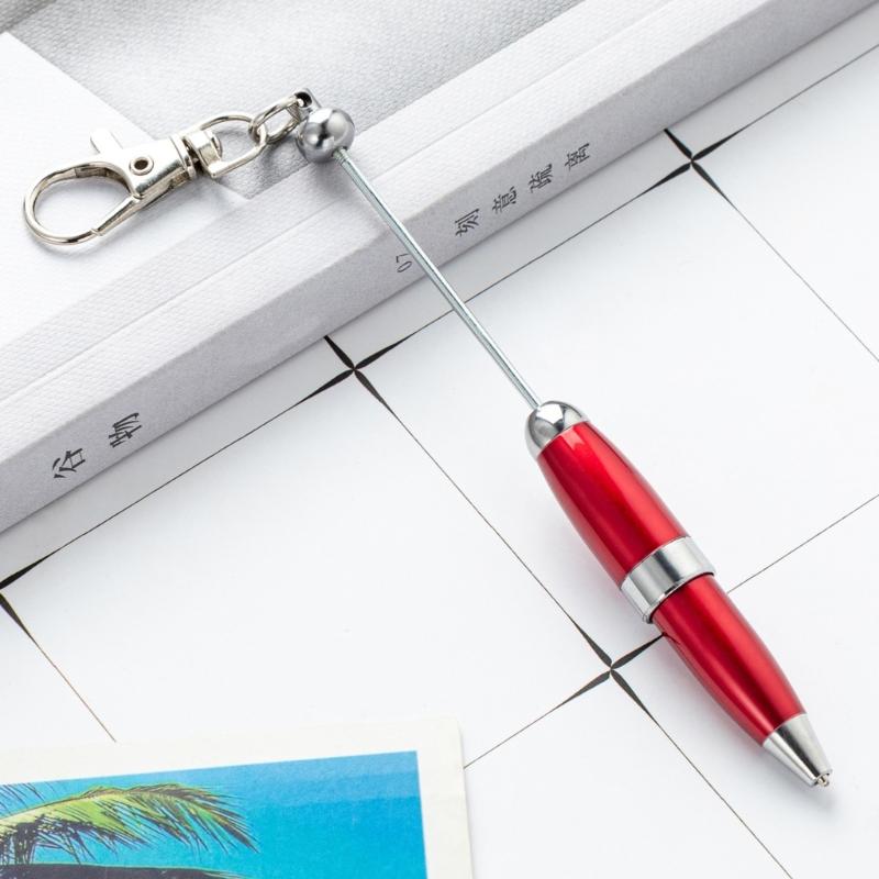 5pcs Writing Pen Beadable Ballpoint Pen with Keychain Beaded Pen for Student