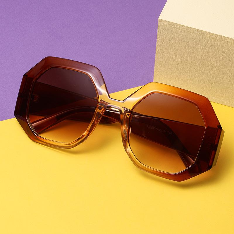 European & American Color Block Polygon Street Style Sunglasses