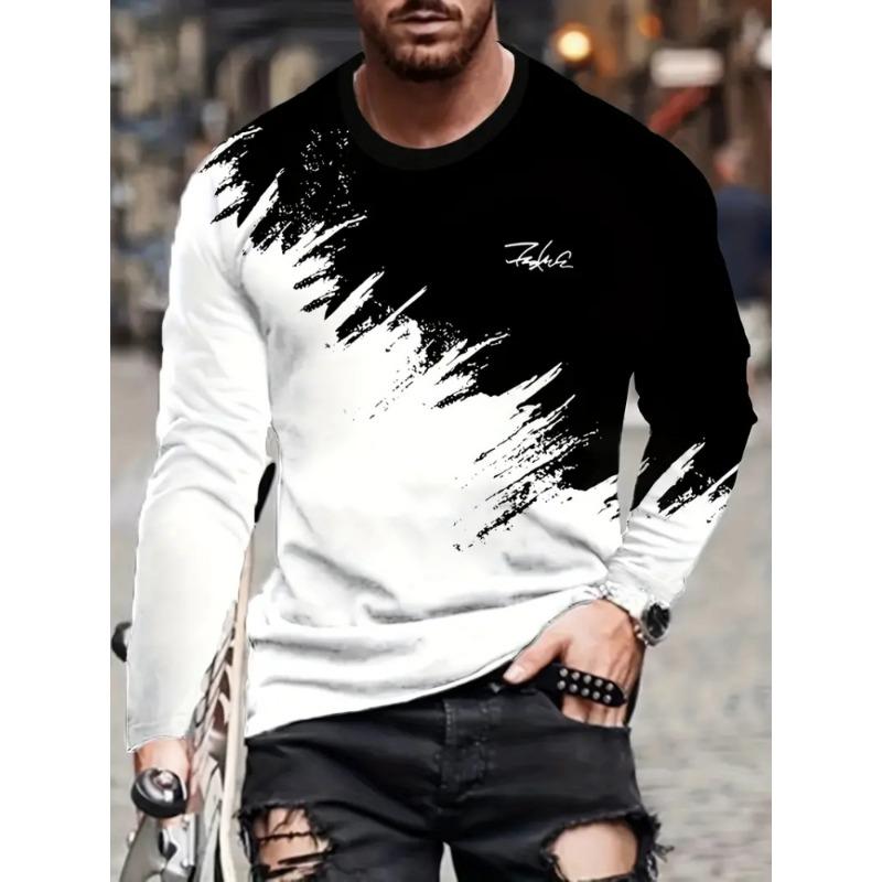 Colorful Starry Sky 3D Printed Men's Crewneck Long Sleeve Urban Street Fashion Trend Men's T-shirt Loose Casual Men's Shirt