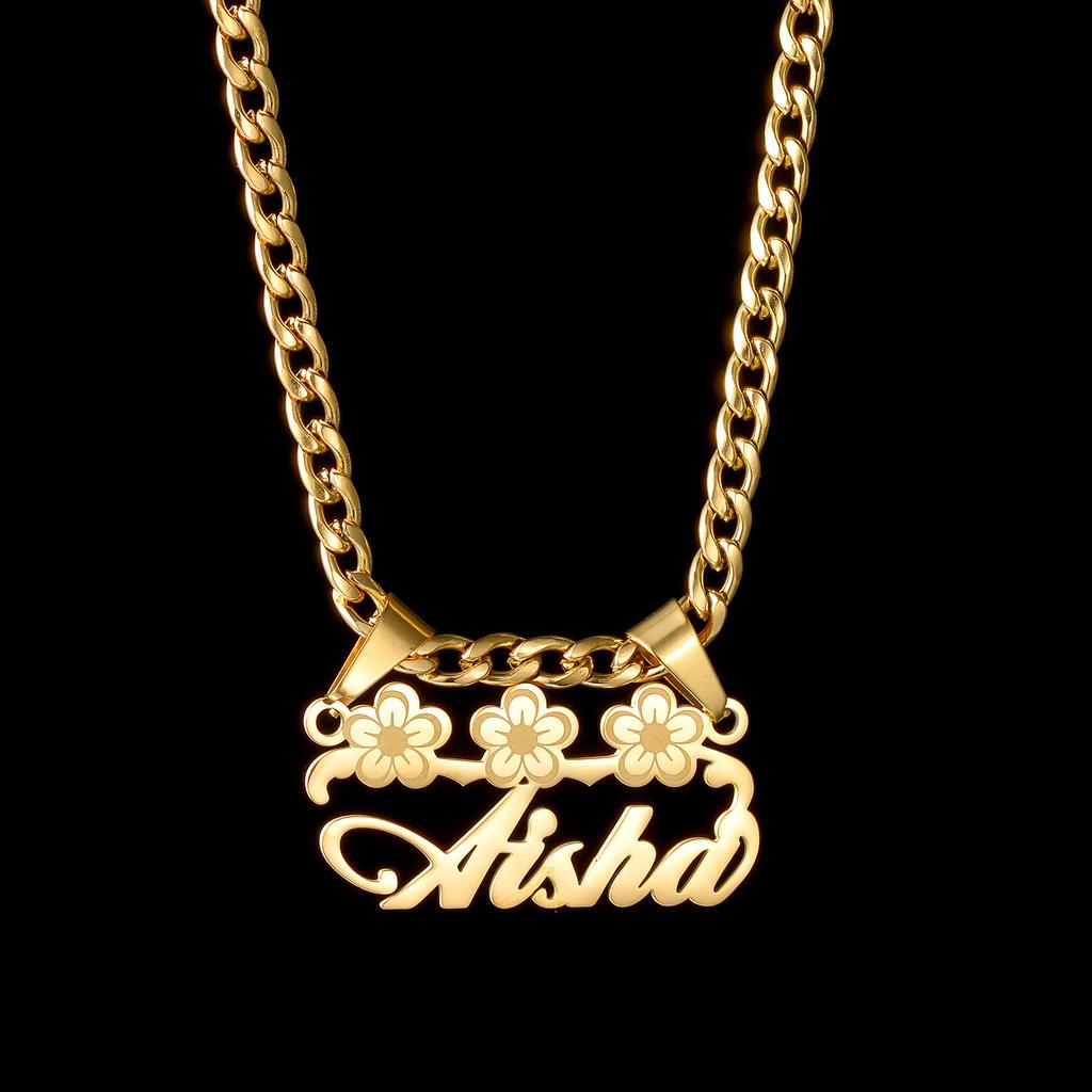 Goxijite Custom Butterfly Heart Name Removable Pendant Gold Color Stainless Steel Heart Nameplate Necklaces For Women Kids