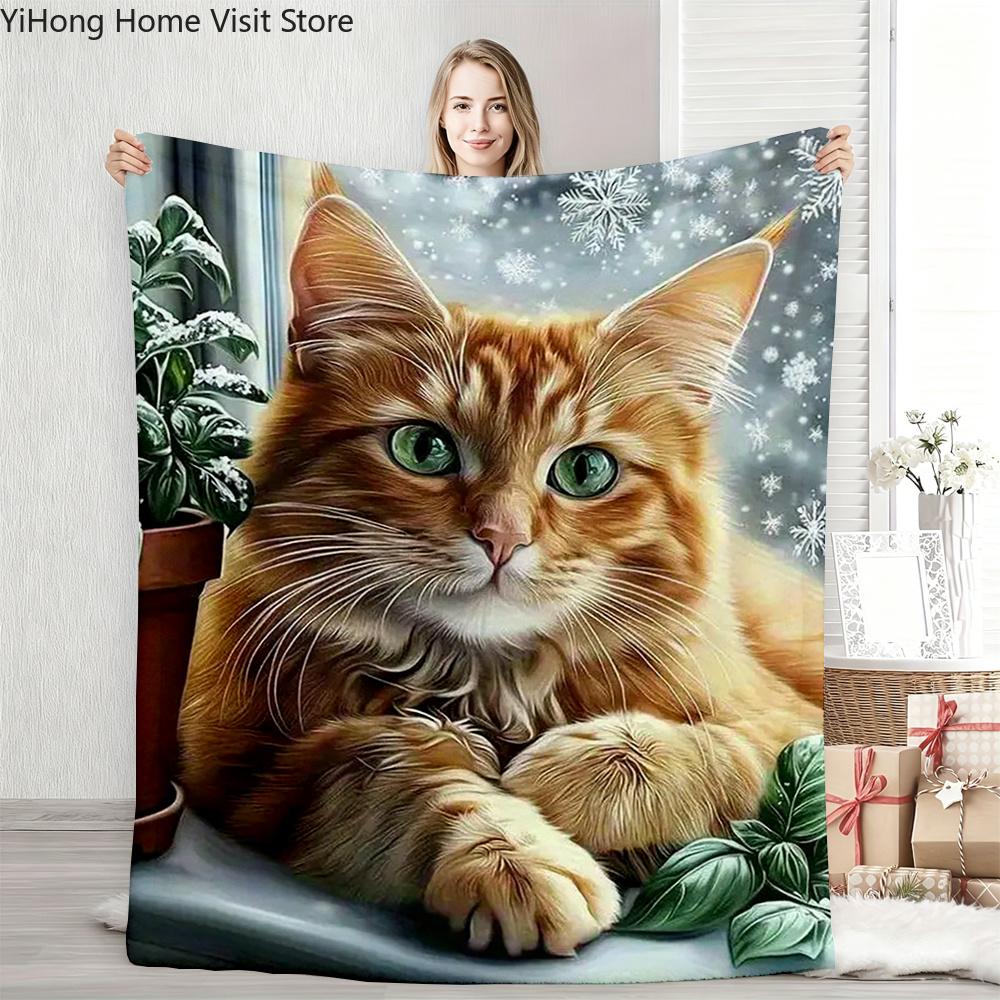 Cat Animal print nap blanket flannel blanket suitable for sofas beds cars rooms offices camping exquisite gift blankets