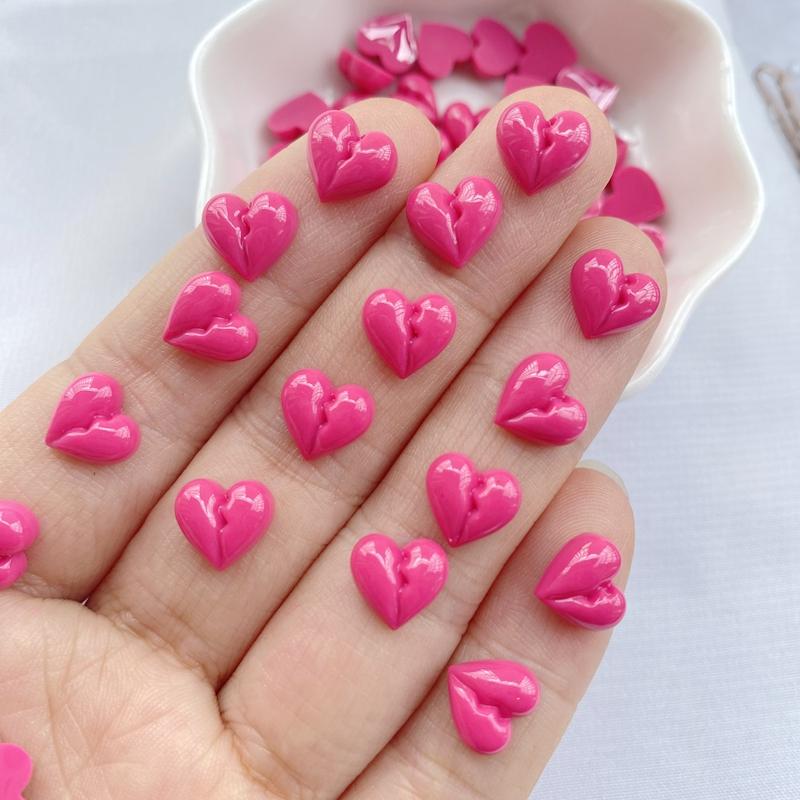 50Pcs New Cute Resin 8mm Mini Heart-shaped Series Flat Back Manicure Parts Embellishments For Hair Bows Accessories