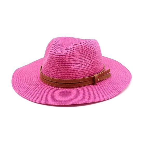 

Summer Straw Hat Foldable Wide Brim Sun Hat with Faux Leather Strap Decor Adjustable Size Lightweight Outdoor Travel UV Protection Hat