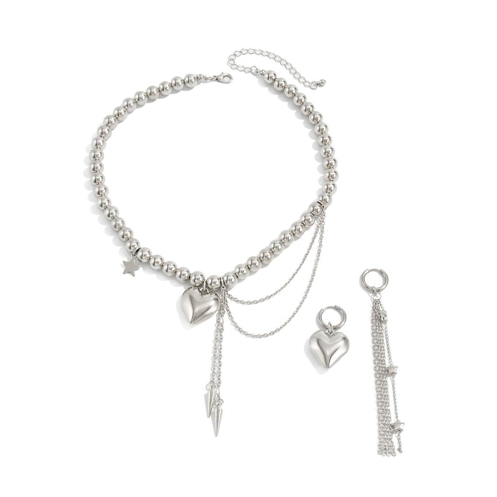 Sweet And Cool Love Star Pendant Necklace Choker Fashion Ccb Beaded Chain Fringed Necklace