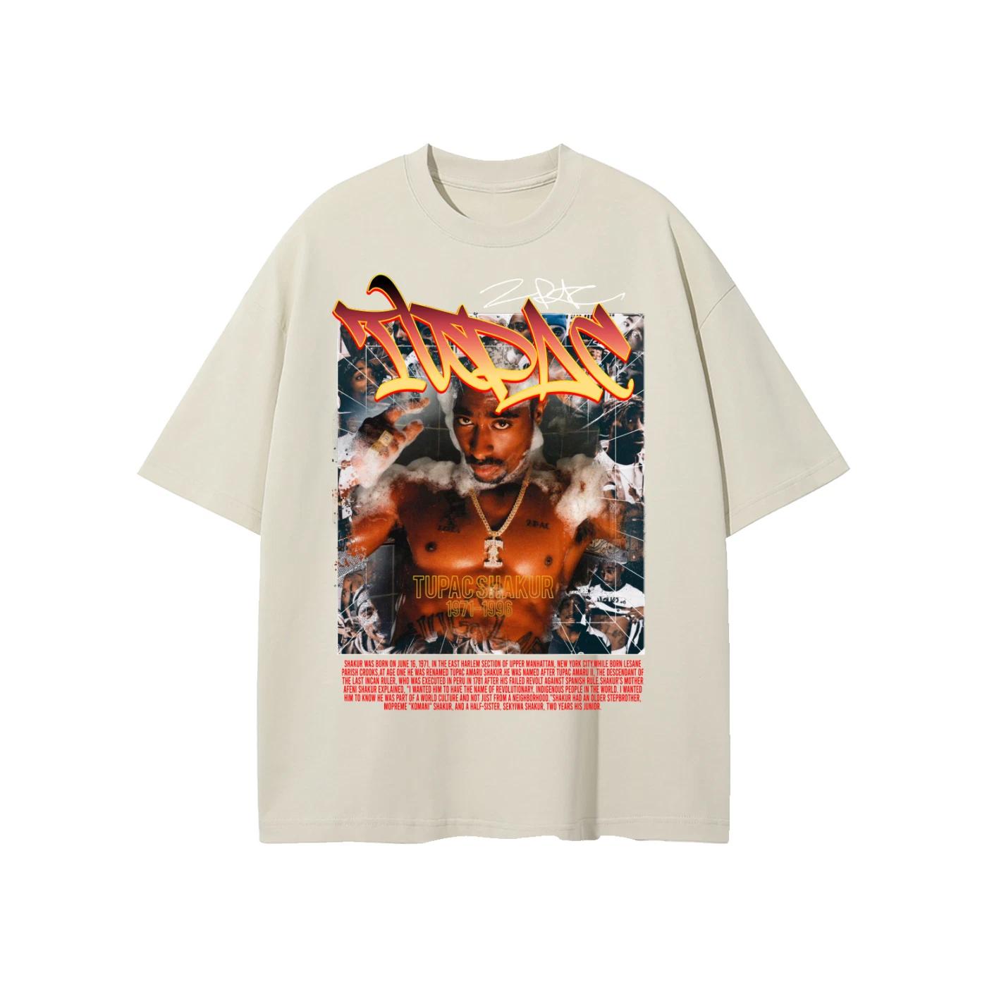 Tupac T-Shirt Vintage Overzised Graphic Print Streetwear Ganstar Rap West Coast 100