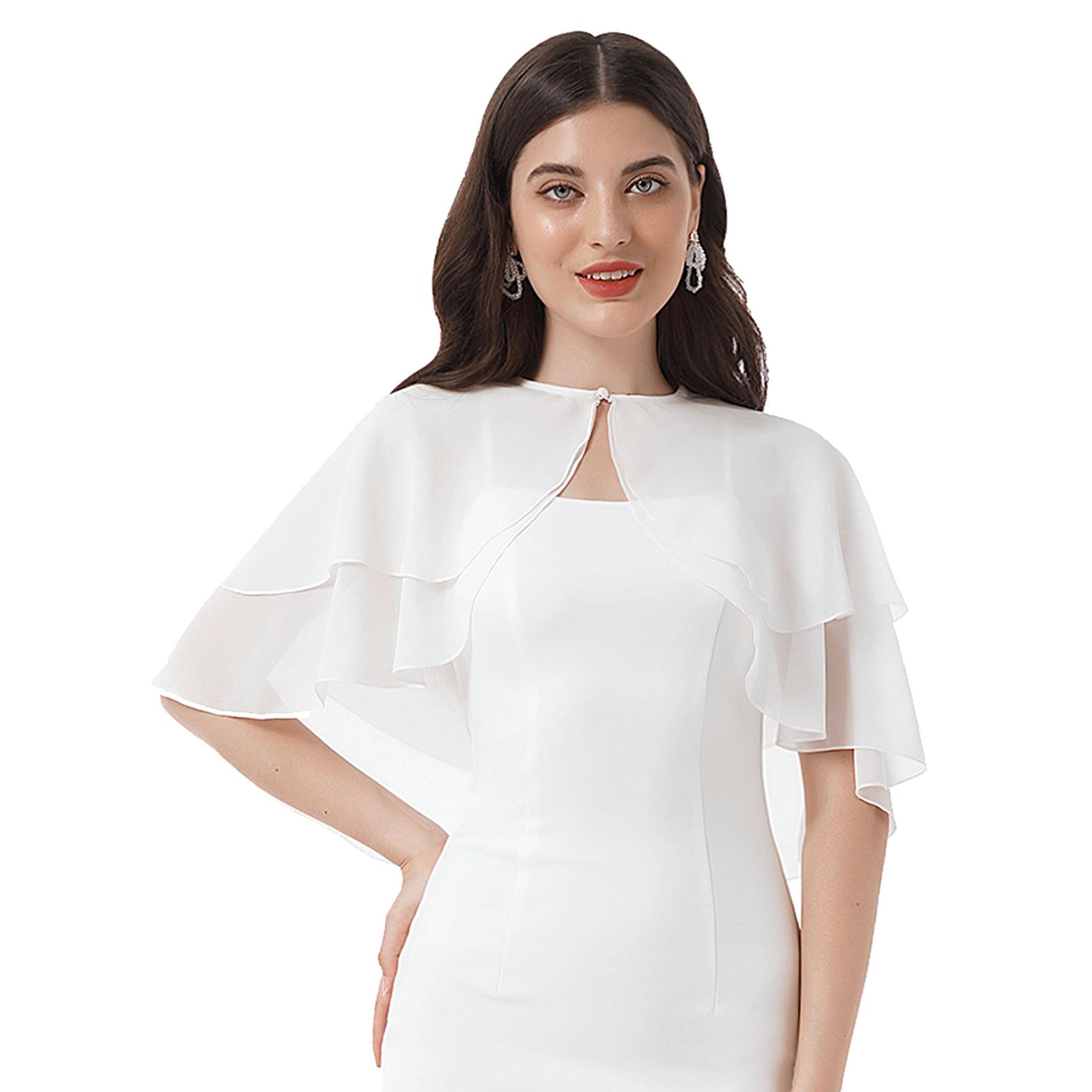 

Жіноча елегантна шифонова накидка, шаль, болеро, оборки, аксесуари, весільні піджаки білий