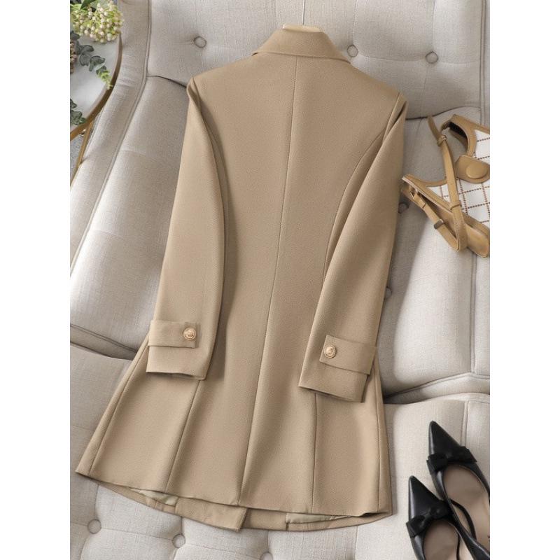 2025 Herbst/Winter Damen Koreanischer Stil Mittellanger Trenchcoat mit Anzugkragen 8620