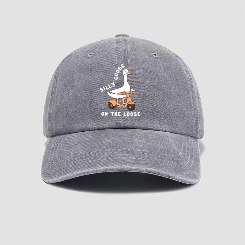pc Skateboarding Duck Print Washed Baseball Cap for UnisexMinimalist Retro Style Casual Soft Adjustable Dad HatPerfect As Gifts