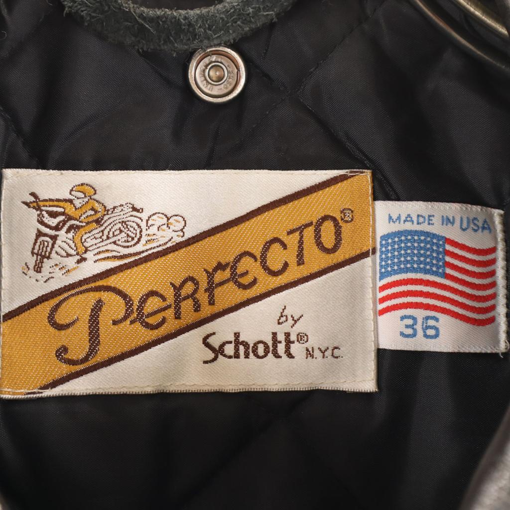 SCHOTT 80s 618 Vintage USA Made IDEAL Zip Double Riders Jacket 36 Black Men's Used