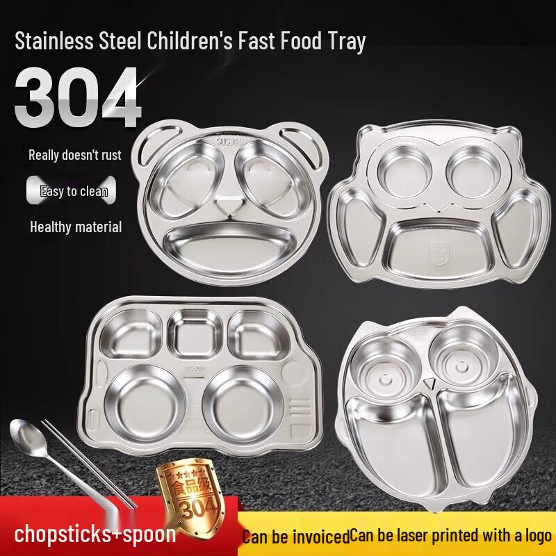 Kids Stainless Steel Divided Cartoon Plate