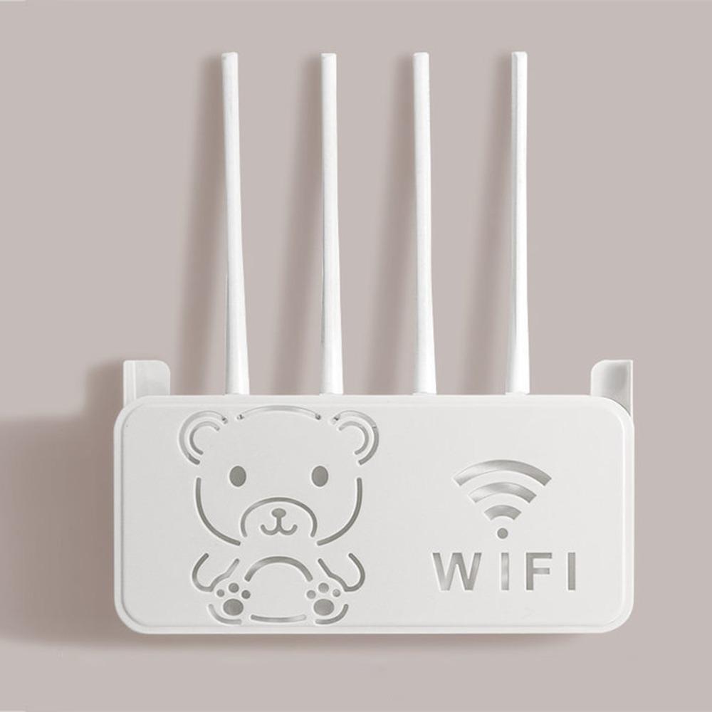

Настенная полка для WiFi-роутера Мультяшный медведь Компактный ящик для хранения роутера Без сверления Органайзер для кабеля питания