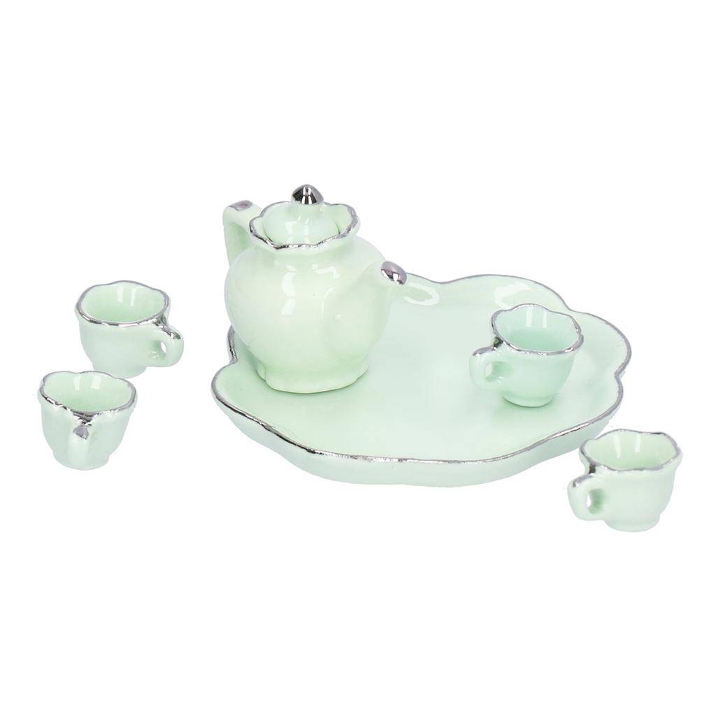 1:12 Tea Set Miniature Tea Cup Teapot Tray Decoration Kitchen Accessories