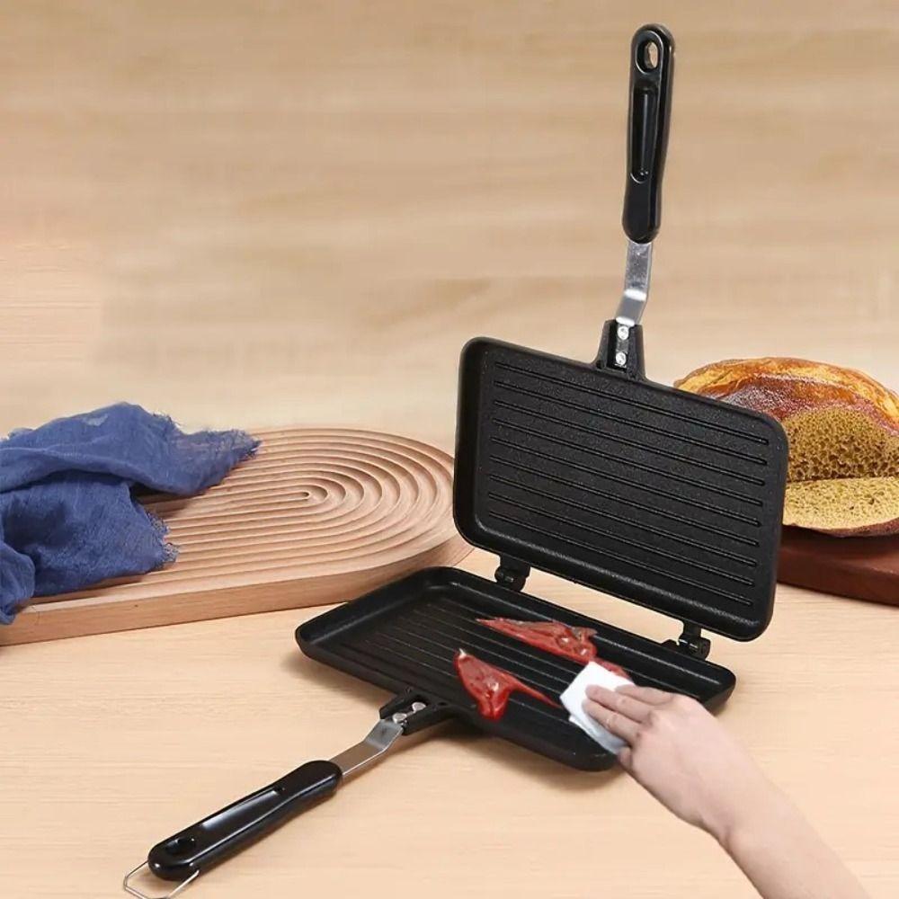 Heat-resistant Breakfast Sandwich Baking Pan Double-Sided Sandwich Maker Toast Frying Pan Waffle