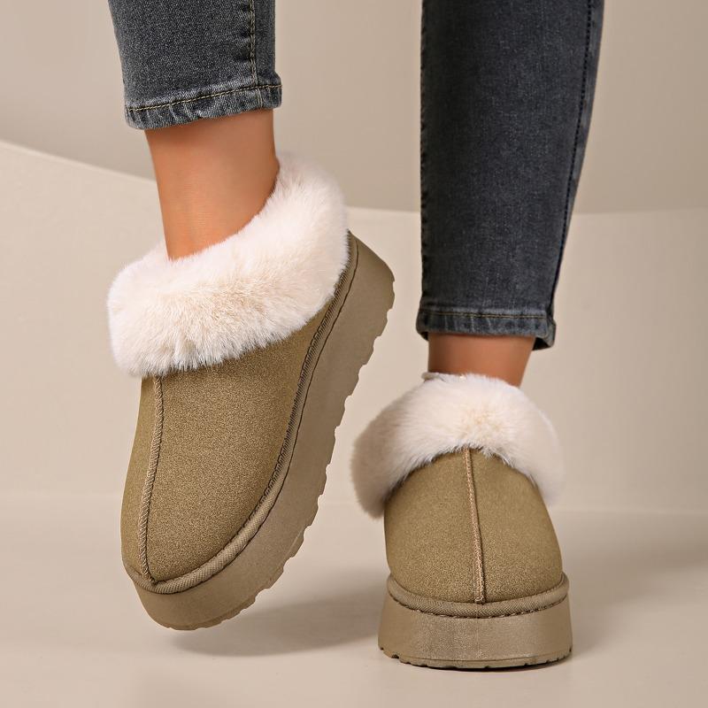 Women's Slip-On Snow Boots, Thickened Winter Ankle Booties, Minimalist Flat Sole Boots Wholesale for Women