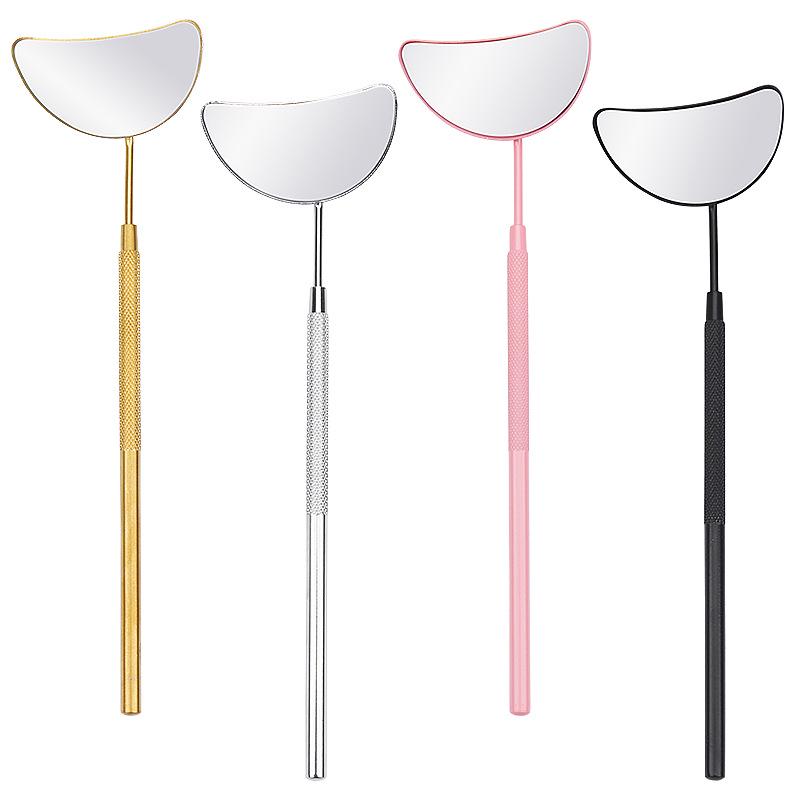 Crescent-shaped Stainless Steel Handheld Mirror for Eyelash Extensions