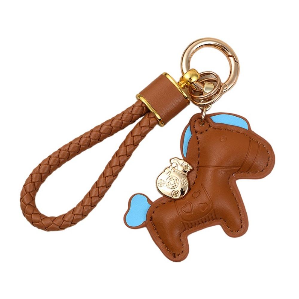 Candy Color Pony PU Keychain Cute Design Horse PU Pendants Zodiac Pony PU Doll  New Year Gift