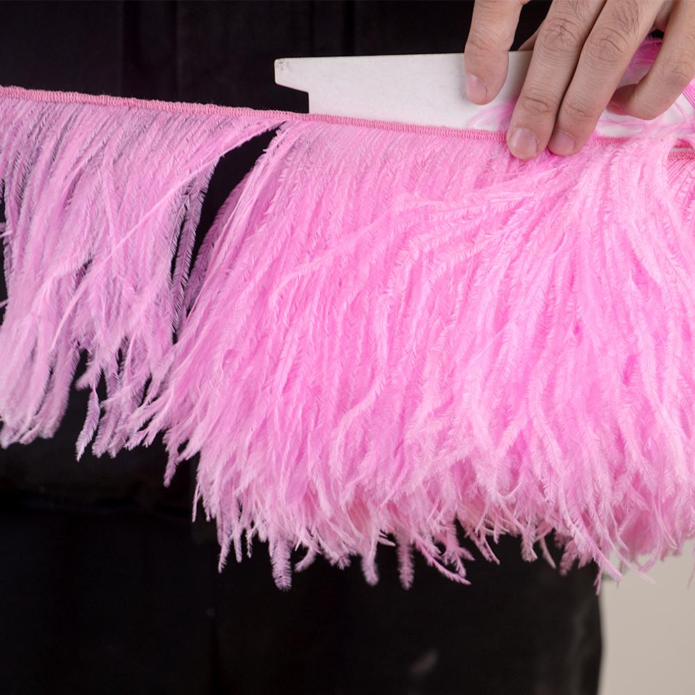 FeatherHigh Quality Ostrich Feather Trim Fringe Natural Ostrich Feather Ribbon Trimming for Party Dress Sewing Wedding Accessories 1 M