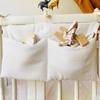 Cotton Baby Crib Storage Bag Portable Dual Layer Hanging Rail-mounted Reusable Washable Replacement Toy Organizer