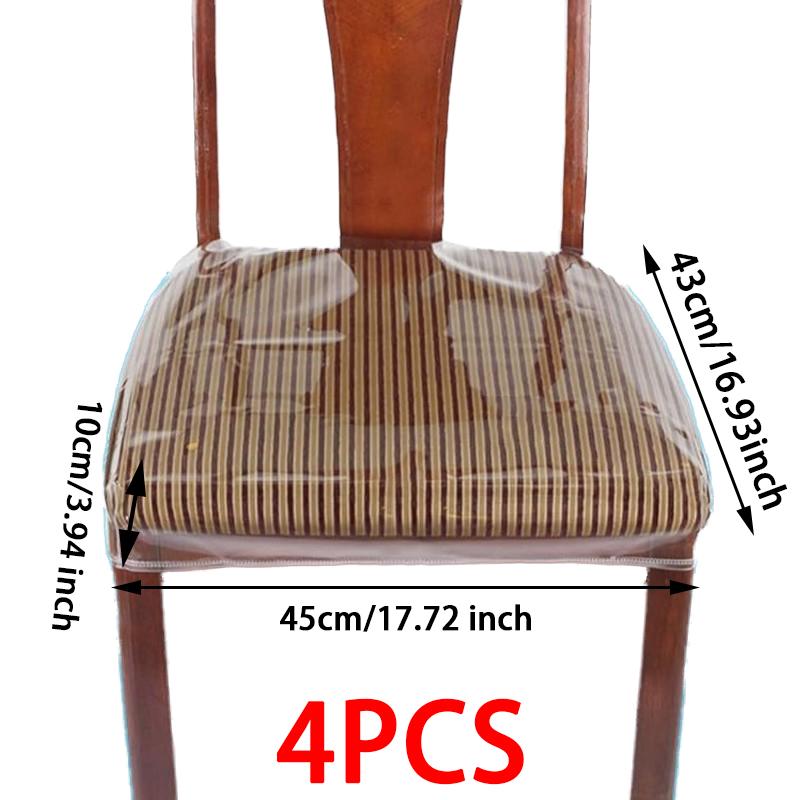 

4 Pcs Transparent Dinning Chair Covers Thicken Waterproof PVC Seat Protectors Dustproof Kitchen Wedding Banquet Chair Cover