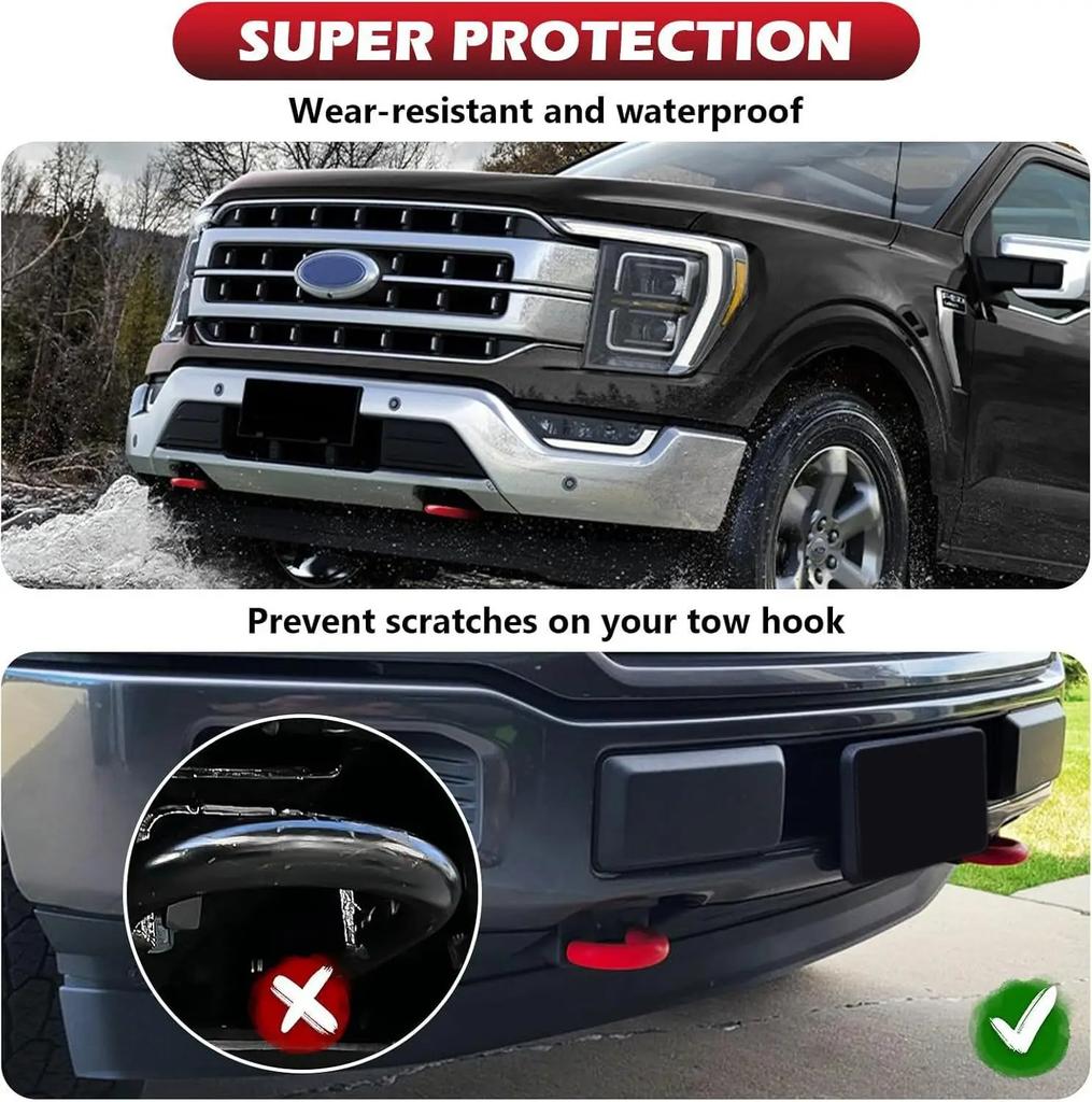 2 szt. Osłony haków holowniczych Osłona haka holowniczego Części zamienne Silikonowe dla Forda F150 2004-2025, Dodge RAM 1500 2019-2025 Czerwony Biały Niebieski