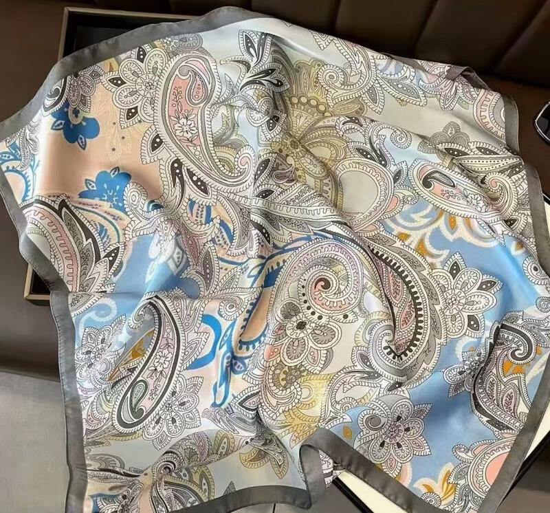 SIYUTANG 70cm Floral Silk Satin Scarf