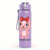 1PC Pink Pig Cartoon Figure Print 750ml Colorful Plastic Sports Water Bottle Leakproof Pop Lid with Straw for Outdoor Office Home Use