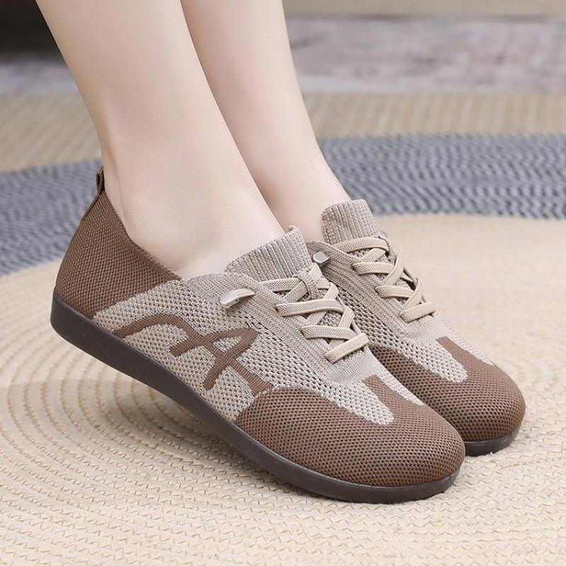 Women New Summer Mesh Shoes Casual Breathable Lace Up Shoe Versatile Retro Flats Lightweight Non Slip Mother Shoes Zapatos Mujer