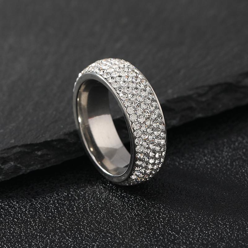 Lucky Star Jewelry Women's Silver Huajie /Gold Circle Full Paved Inlaid Brilliant Zircon Rings Shining Banquet Party Ring New Trendy