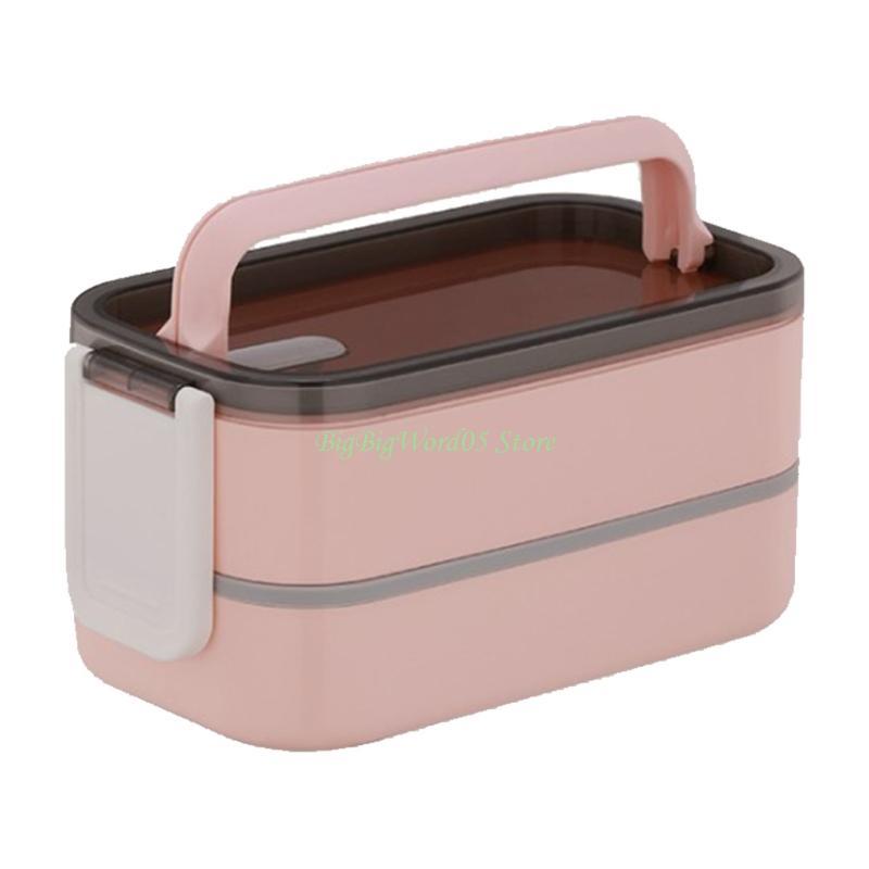 

24TE Японский стиль Двухслойный Пластик Ланч-бокс с Микроволновой Печью Бенто-боксы для Детей Студентов в Школу розовый