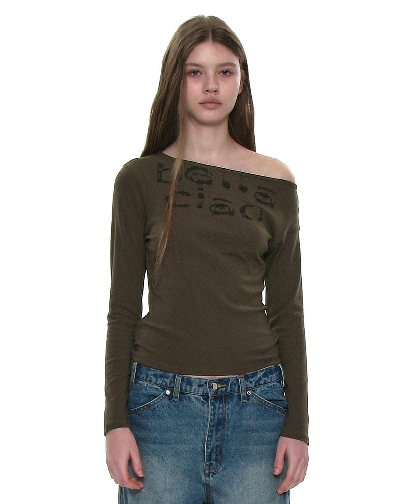 PARTIMENTO WOMEN Ciao Bella 76 Asymmetrical Long Sleeve Tee_Brown