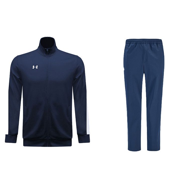 

Under Armour Спортивный вязаный жакет колор-блок с логотипом, спортивные брюки прямого кроя, повседневный спортивный костюм, мужской спортивный костюм 21500440-408+21600709-408 XL