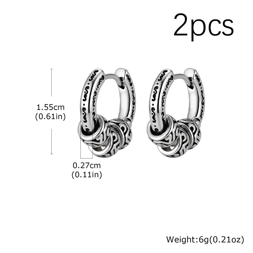 Vintage Totem Vine Pattern Hoop Earrings for Men, Hypoallergenic Metal Huggies Earrings, Rock Punk Piercing Jewelry Gift