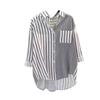 Single Pocket Color Blocking Vertical Striped Shirt Female Spring Literary Loose Casual Shirt Blouse Tide Vintage Basic Office Casual Women Shirt