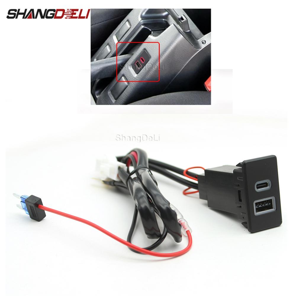 Car USB Charger PD Fast Phone Charging QC3.0 Dual Port Interface Socket Adapter for Nissan Paladin Patrol Y60 Y61 Accessories