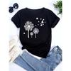 Dandelion graphic printing T-shirt women's summer short-sleeved round neck casual fashion streetwear top