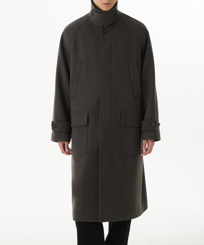 Musinsa Standard Wool Blend Oversized Muff Balmacaan Coat [Khaki Brown]