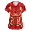 Women's V Neck Short Sleeve Work Shirt with Pockets Oktoberfest Print Top Medical Nursing Scrub Tee for Healthcare Professionals
