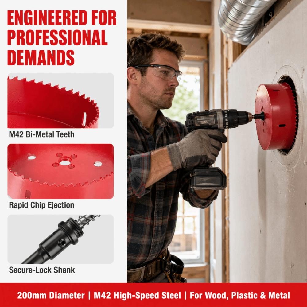 7-7/8 Inch Hole Saw Cutter 200mm Diameter HSS Hole Saw Durable Bi-Metal Hole Saw  For Wood