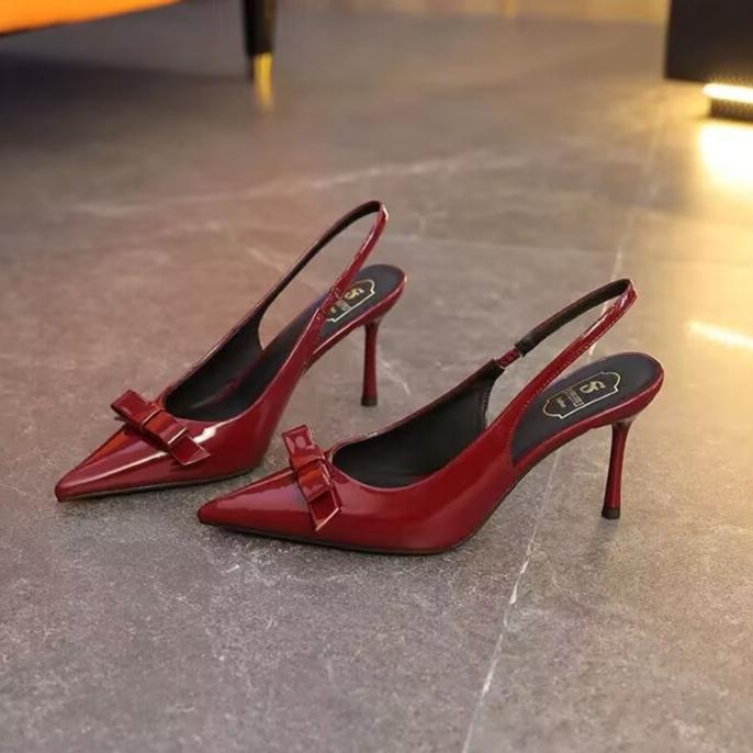 Summer Women's High Heels Sexy Pointe Toe Dress Sandals Bow Decoration Banquet Party Shoes for Women Pumps Zapatos Mujer