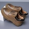 Men oxfords shoes lace up Fashion Casual Shoes Round Toe Thick Sole Leather flats men outdoor Business trend Shoes