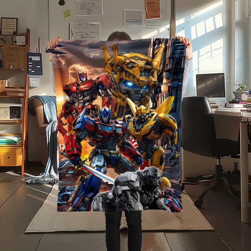 1Pc Transformer Robot Print Flannel Blanket, High Quality Comfortable for All Seasons, Home Decor, Warmth and Comfort, Perfect for Christmas Gifts
