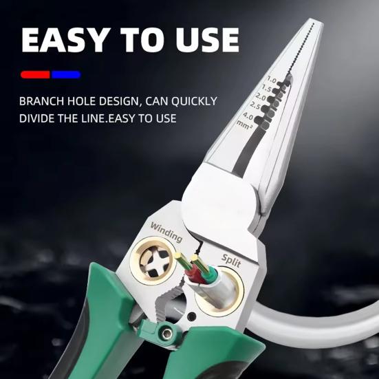 8-in-1 Wire Stripper with Voltage Tester Non-Slip Handle Ergonomic Design Multi-function Electric Wire Cutter Cable Stripping Tool