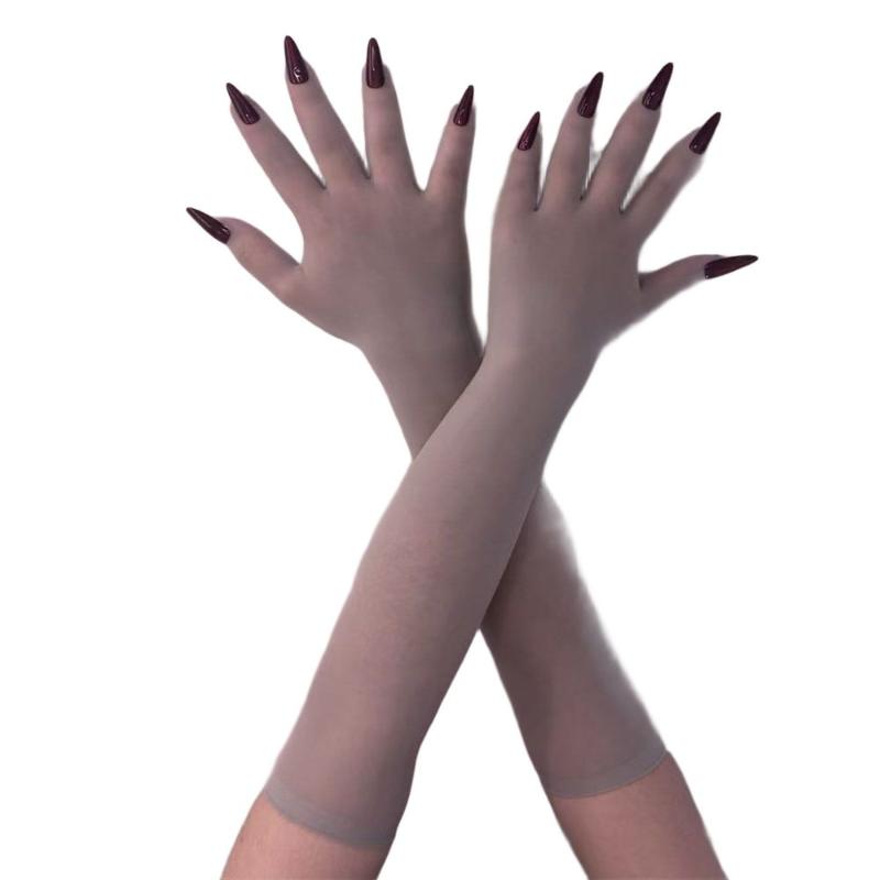 1 Paar Naadloze Mesh Nagelvingerhandschoenen Leuke Handschoenen Cosplay Halloween Nachtclub Dans Bruiloft Feest Accessoires Nagelhandschoenen