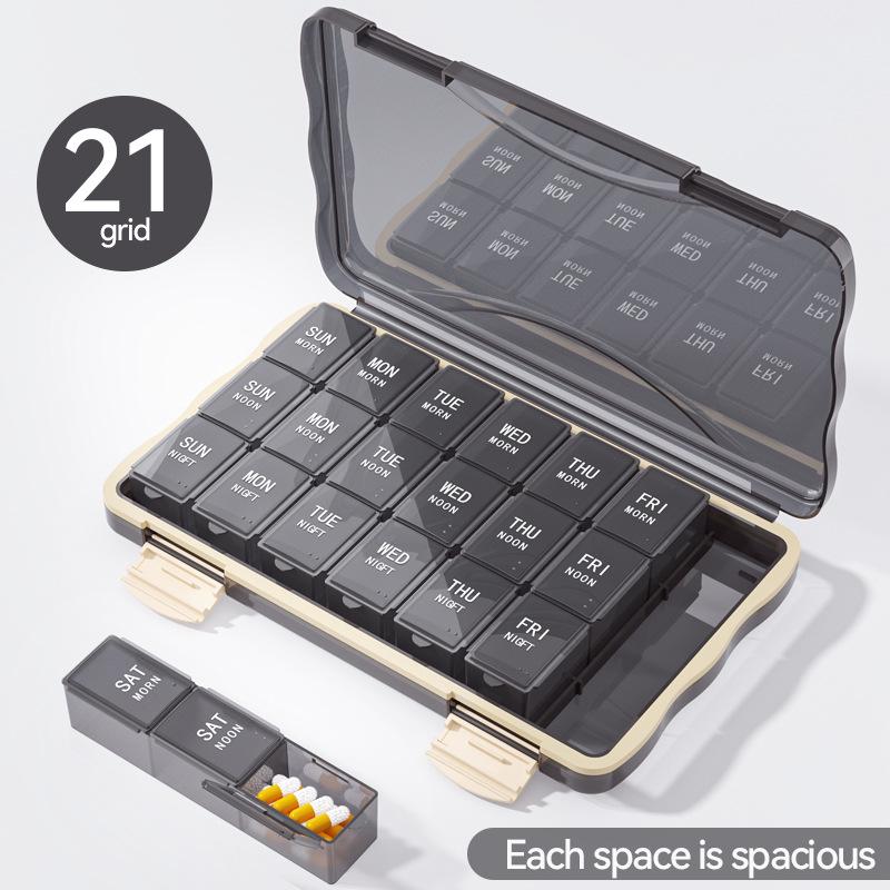 7-Day Moisture-Proof Pill Organizer: Sealed, Compartmentalized, Dustproof, with Lid for Convenient Storage