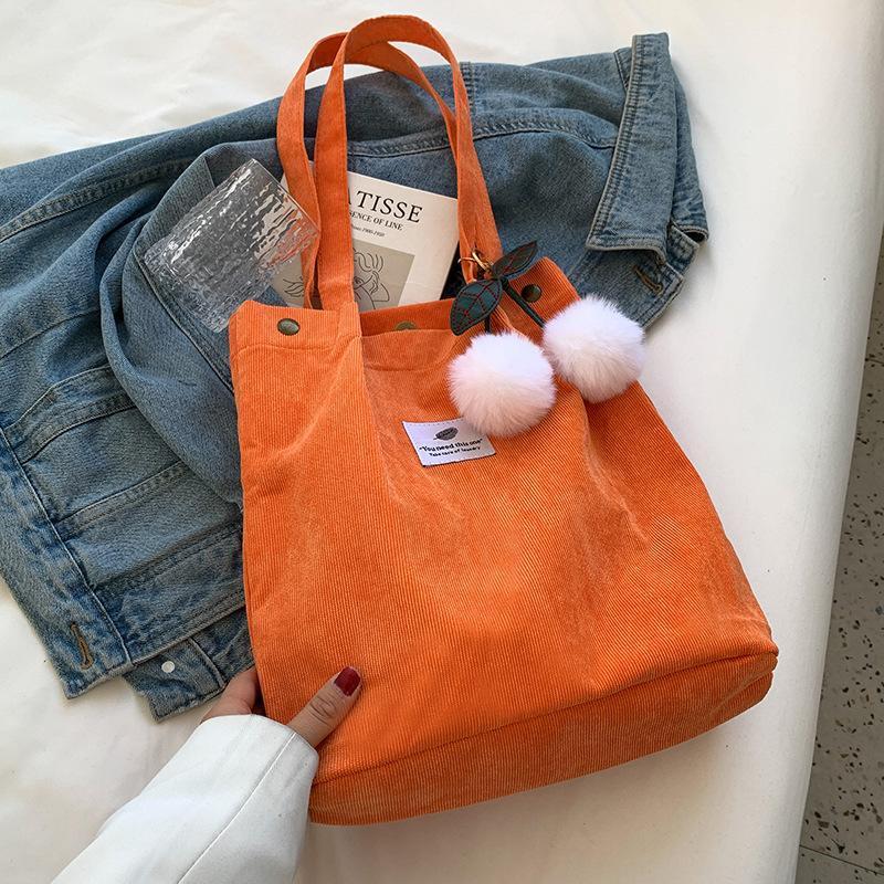 Herbst- und Winter Cordtasche Neue koreanische Version Ins Japanischer Harajuku Ein-Schulter Tragetasche Studentin Einkaufstasche