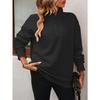TIFICY Women's Fashion Casual Solid Color Print Spring Fall Long Sleeve POLO Neck Pullovers & Long Sleeves