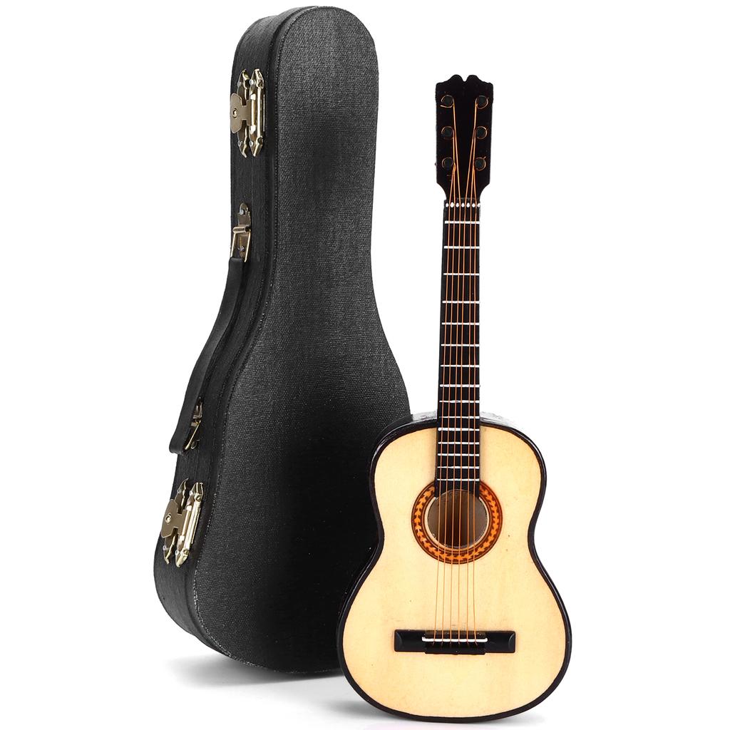 Miniature Wooden Classical Guitar Model with Stand Musical Instrument Ornaments Gifts